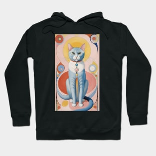 Hilma af Klint's Colorful Cat Dreamscape: Abstract Whimsy Hoodie